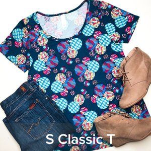Blue Geometric Print LuLaRoe Classic T Sz S NWT